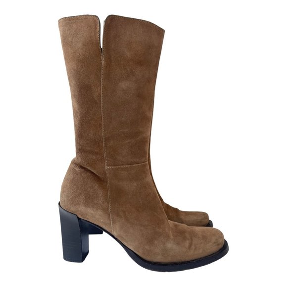 Banana Republic Women's Tan Suede Mid Calif inside Zipper Boots Size 8 - Picture 8 of 16